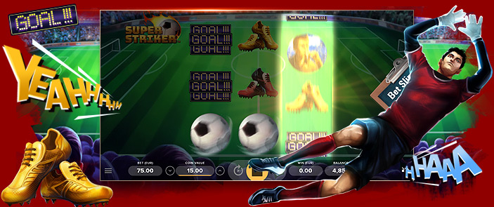 Obtenez votre bonus sur le jeu Super Striker, la machine à sous sur le football de Netent !