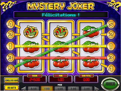 Machine à sous 3 rouleaux pour joueurs de casino en ligne français Mystery Joker