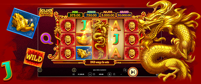 Invoquez un dragon chinois doré et collectez tous les bonus de la slot Golden Dragon inferno !