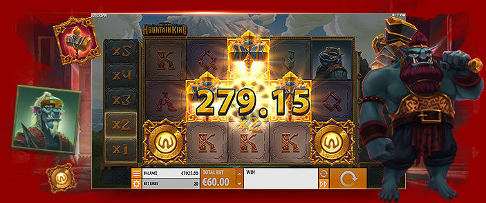 Avec le jeu de casino Hall of the Mountain King, gagnez jusqu'à 7000x votre mise !