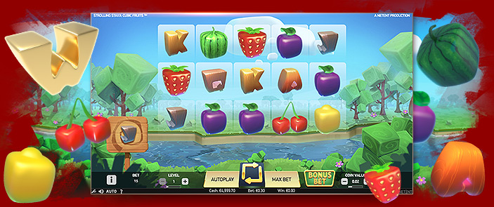 Le jeu de casino Strolling Staxx: Cubic Fruits : une machine à sous NetEnt à croquer !